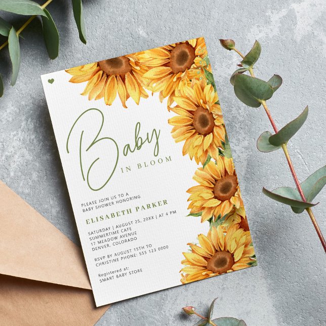 Baby in bloom watercolor floral baby shower invitation (Creator Uploaded)