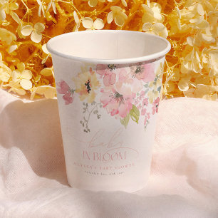 Baby in Bloom Watercolor Floral Girl Baby Shower Paper Cups