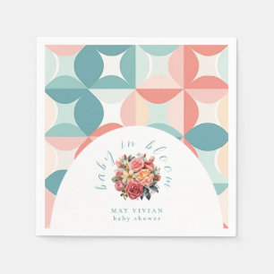 Baby in Bloom Watercolor Floral Tile Baby Shower Napkin