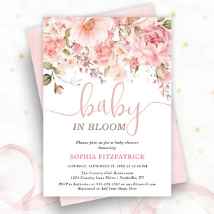 Baby in Bloom Watercolor Flowers Girl Baby Shower Invitation
