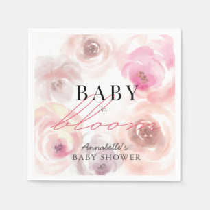 Baby in Bloom Watercolor Rose Baby Shower Napkin
