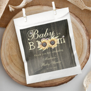 Baby in Bloom Watercolor Sunflowers Baby Shower Favour Bags