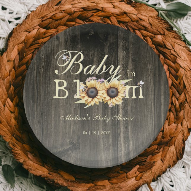 Baby in Bloom Watercolor Sunflowers Baby Shower Paper Plate (Baby in Bloom Watercolor Sunflowers Baby Shower Paper Plates)