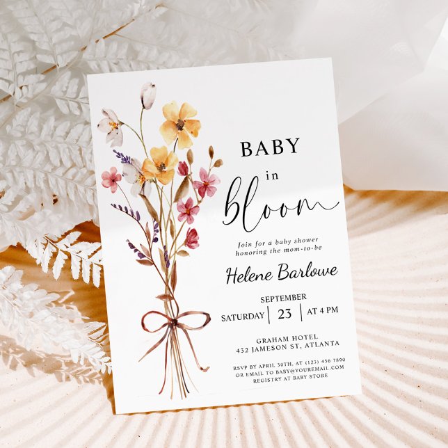 Baby In Bloom Watercolor Wildflower Baby Shower Invitation (Baby In Bloom Watercolor Wildflower Baby Shower Invitation)