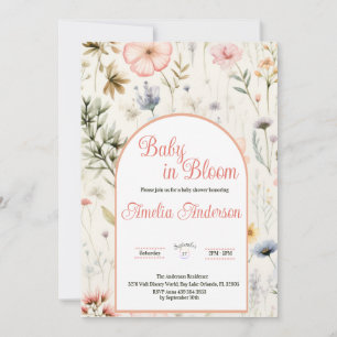 Baby in Bloom Watercolor Wildflower Floral Shower Invitation
