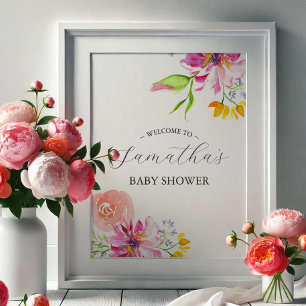 Baby in Bloom Welcome Sign – Pink Floral