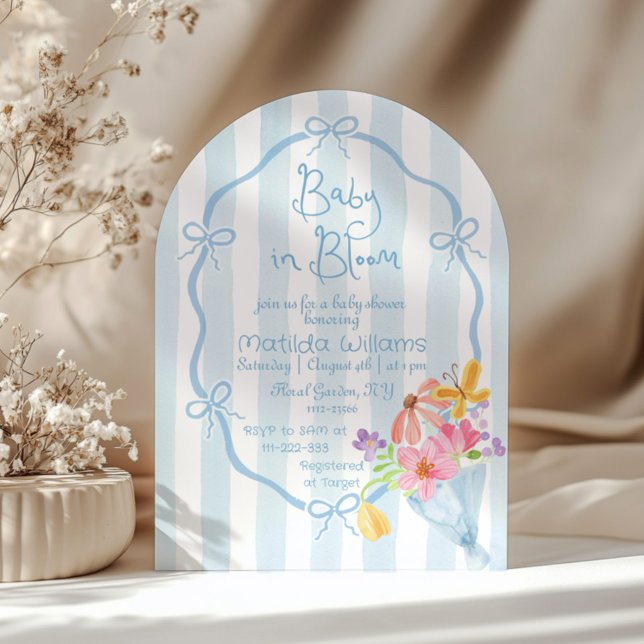 Baby in Bloom Whimsical Blue and pink Baby shower Invitation (Creator Uploaded)