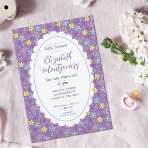 Baby in Bloom Whimsical Floral Girl Baby Shower In Invitation