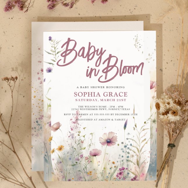 Baby in Bloom Whimsical Wildflowers Baby Shower Invitation (Creator Uploaded)