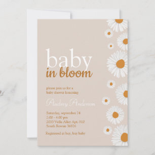 Baby in Bloom White Flower Baby Shower Invitation