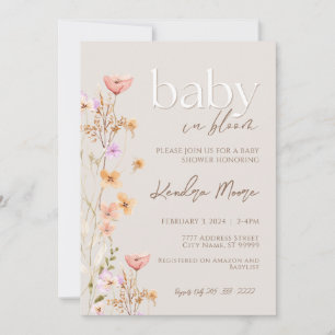 Baby In Bloom Wild Flower Baby Shower Invitation