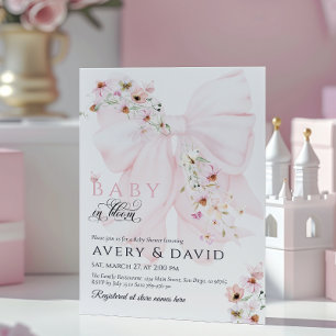 Baby in Bloom Wild Flower Bow Spring Baby Shower Invitation