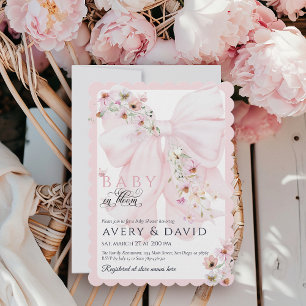 Baby in Bloom Wild Flower Bow Spring Baby Shower Invitation