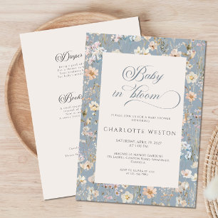 Baby In Bloom Wildflower All In One Baby Shower Invitation