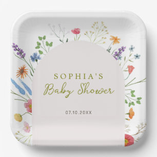 Baby In Bloom Wildflower Arch Paper Plate
