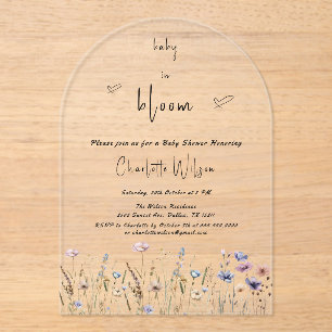 Baby In Bloom Wildflower Baby Shower Acrylic Invitations