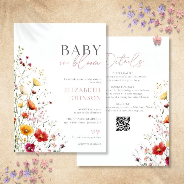 Baby In Bloom Wildflower Baby Shower All In One Invitation (Baby In Bloom Wildflower Baby Shower All In One Invitation)
