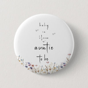 Baby In Bloom Wildflower Baby Shower Auntie-to-be 6 Cm Round Badge