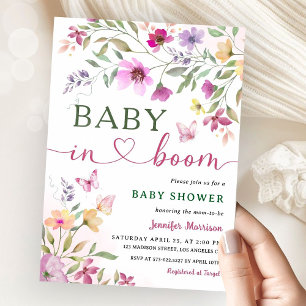 Baby In Bloom Wildflower Baby Shower Girl Pink Invitation