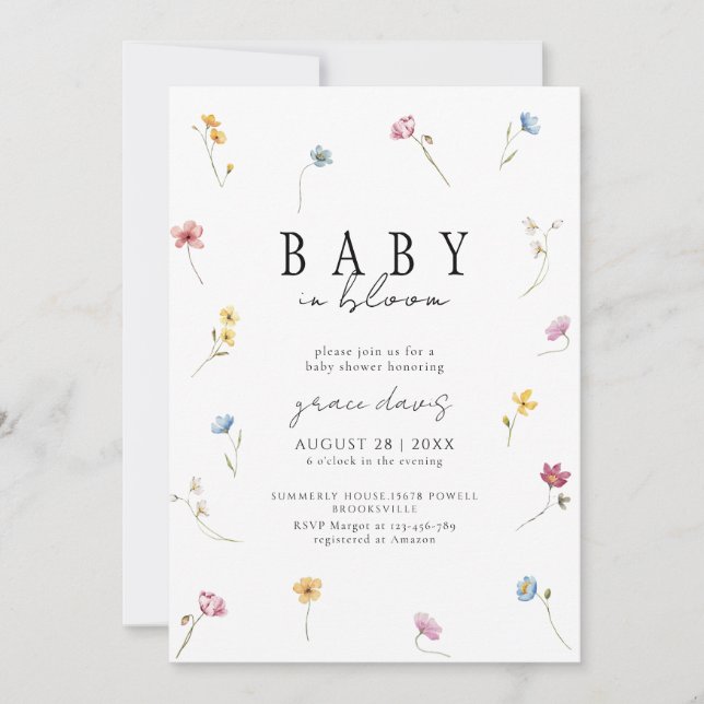 Baby in bloom Wildflower baby shower Invitation (Front)