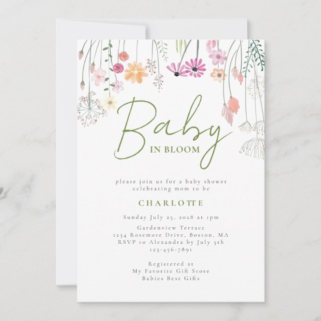 Baby In Bloom Wildflower Baby Shower Invitation (Front)