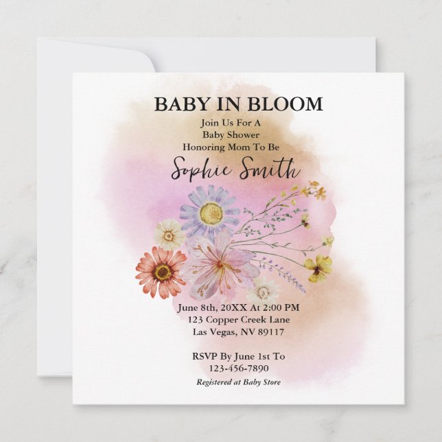 Baby In bloom Wildflower Baby Shower Invitation (Front)