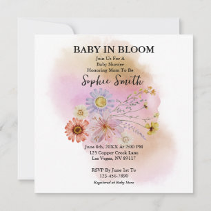 Baby In bloom Wildflower Baby Shower Invitation