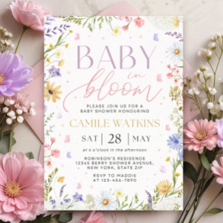 Baby In Bloom Wildflower Baby Shower Invitation