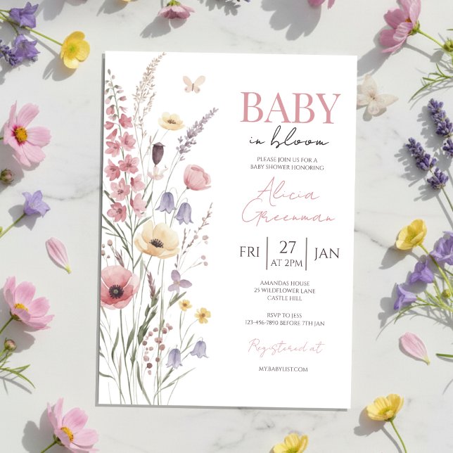 Baby in Bloom Wildflower Baby Shower Invitation (Creator Uploaded)