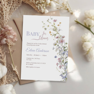 Baby in Bloom Wildflower Baby Shower Invitation