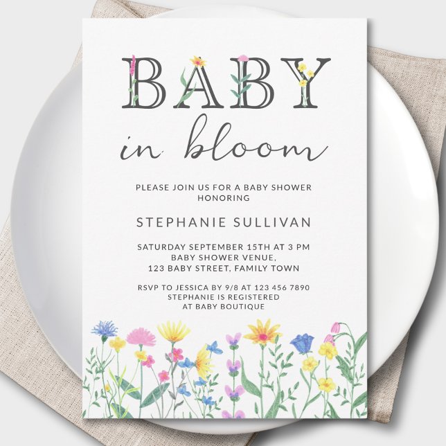 Baby in Bloom Wildflower Baby Shower Invitation (Creator Uploaded)