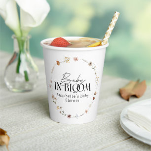 Baby in bloom wildflower baby shower invitation paper cups