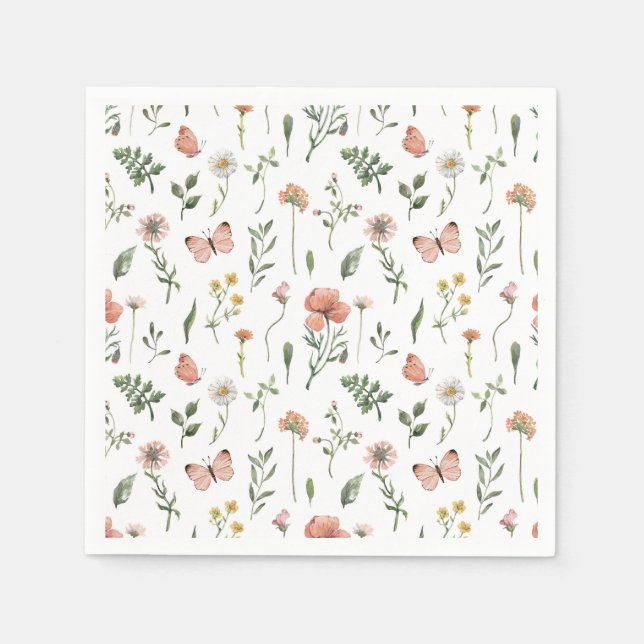 Baby in Bloom Wildflower baby shower Napkin (Front)