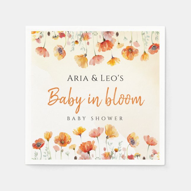 Baby in Bloom Wildflower Baby Shower Napkin (Front)