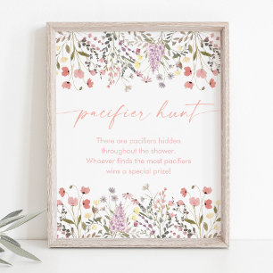 Baby In Bloom Wildflower Baby Shower Pacifier Hunt Poster