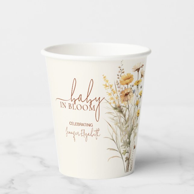 Baby in Bloom Wildflower Baby Shower Paper Cups (Front)