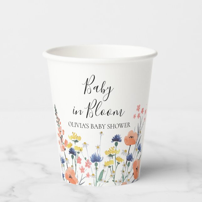 Baby in Bloom Wildflower baby shower Paper Cups (Front)