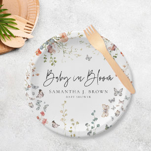 Baby in Bloom Wildflower Baby Shower Paper Plate