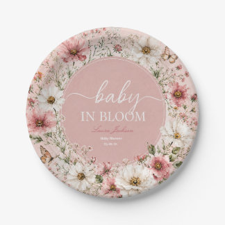 Baby in Bloom Wildflower Baby Shower Paper Plate