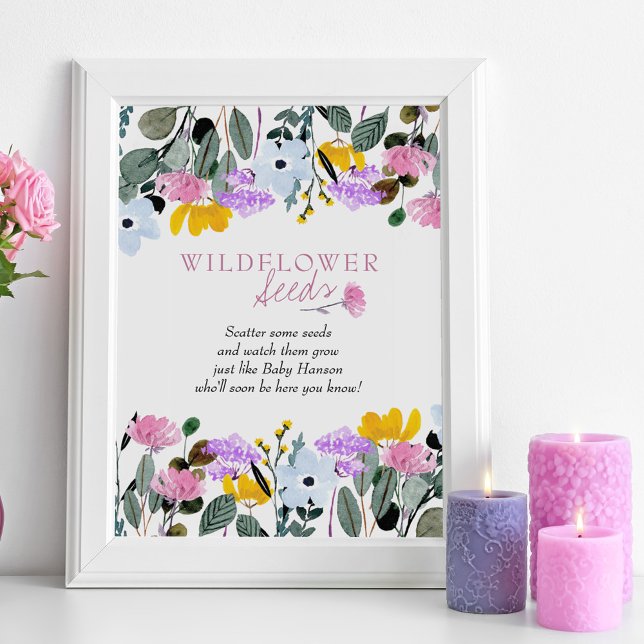 Baby in Bloom Wildflower Baby Shower Seed Favours Poster (Wildflower Seeds favor sign from Wildflower Lawn Collection. Order printed or digital download.
)