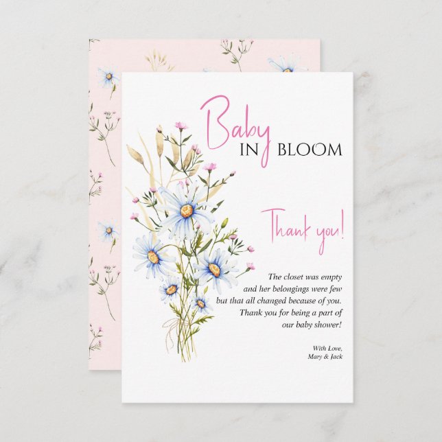 Baby In Bloom Wildflower Baby Shower Thank You (Front/Back)