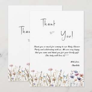 Baby In Bloom Wildflower Baby Shower Thank You Card