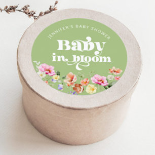 Baby in bloom wildflower baby shower thank you classic round sticker
