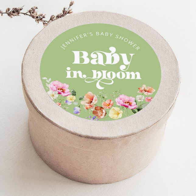 Baby in bloom wildflower baby shower thank you classic round sticker (Creator Uploaded)