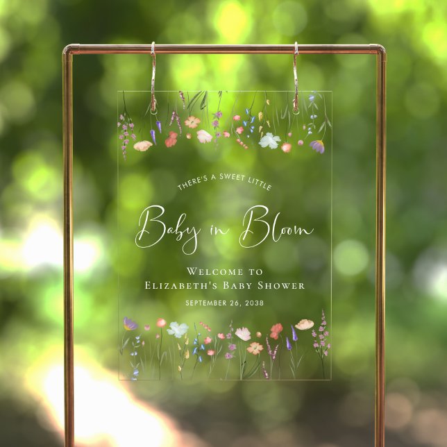 Baby in Bloom Wildflower Baby Shower Welcome Acrylic Sign (Creator Uploaded)