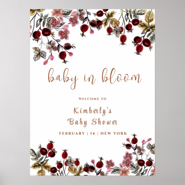 Baby In Bloom Wildflower Baby Shower Welcome  Poster (Front)