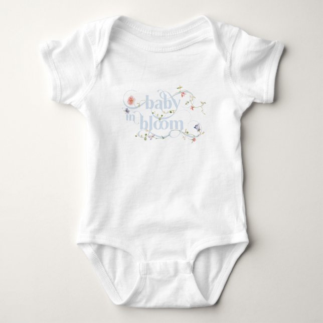 Baby in Bloom Wildflower Blue Boy Baby Shower Bodysuit (Front)