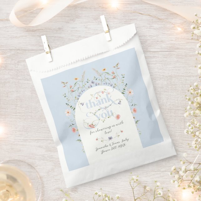 Baby in Bloom Wildflower Blue Boy Baby Shower Favour Bags (Clipped)