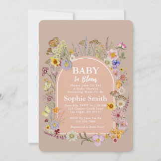 Baby In bloom Wildflower Blush Pink Invitation