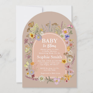 Baby In bloom Wildflower Blush Pink Invitation